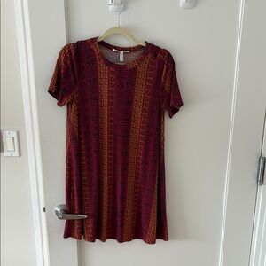 BCBGeneration Red and Brown Patterned Dress